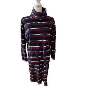 Vintage 80s Adrienne Vittadini Sport Velour Turtleneck Lounge Dress M